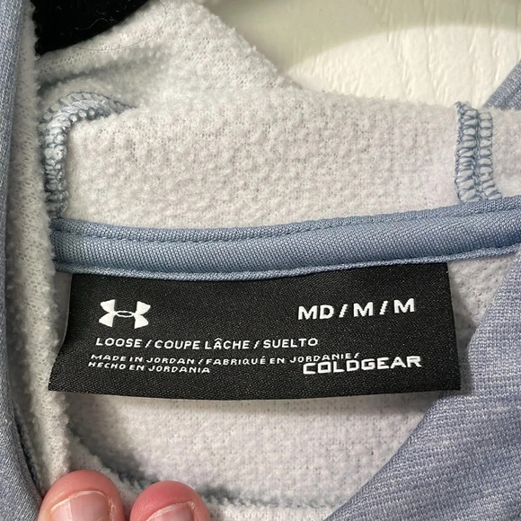 Under Armour Cold Gear Loose hooded sweatshirt blue/purple with logo size medium - Picture 3 of 6